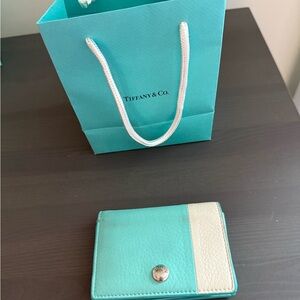 Tiffany & Co. Turquoise and Cream Card Holder